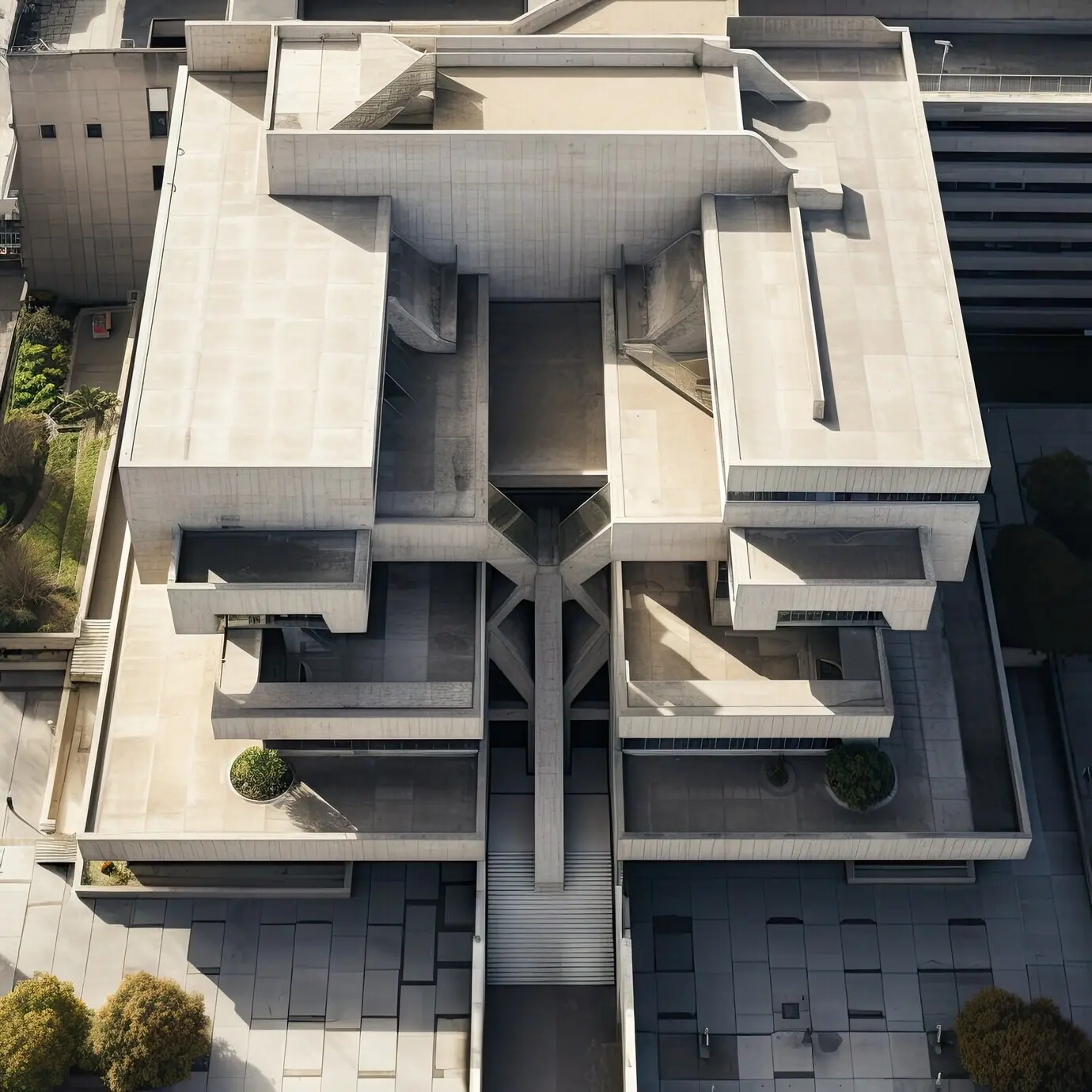 Vom Neo-Brutalismus inspiriertes Gebäude